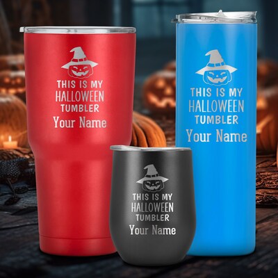 Custom Name This Is My Halloween Tumbler Cup, Stainless Steel Travel Mug,  Spooky Season Tumbler Gift For Women, Girls, Mom, Wife, Sister
